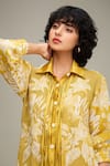 Buy_Soup by Sougat Paul_Yellow Handloom Net Embroidery Floral Applique Ahyana Shirt Dress  