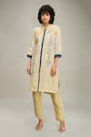 Buy_Soup by Sougat Paul_Off White Kurta Handloom Net Embroidery Zinnia Work And Pant Set  _at_Aza_Fashions