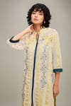 Shop_Soup by Sougat Paul_Off White Kurta Handloom Net Embroidery Zinnia Work And Pant Set  