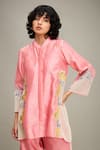 Buy_Soup by Sougat Paul_Pink Handloom Net Embroidery Floral Applique Zinna Work Shirt And Pant Set 