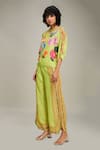 Buy_Soup by Sougat Paul_Green Linen Printed Avain Canopy Embellished Kimono Top And Pant Set  _at_Aza_Fashions