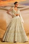 Buy_Label Disha Arora_Gold Organza Hand Embroidered Sequin Sweetheart Adina Lehenga Set _Online_at_Aza_Fashions