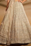 Shop_Label Disha Arora_Peach Organza Hand Embroidered 3d Flower Sweetheart Zoyee Lehenga Set _Online_at_Aza_Fashions