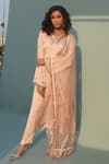 Buy_PRAHNAAYA_Pink Kurta And Pant Satin Vegan Embellished Saba Block Print Set  _at_Aza_Fashions