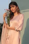 Buy_PRAHNAAYA_Pink Kurta And Pant Satin Vegan Embellished Sequin Saba Draped Set  _Online_at_Aza_Fashions