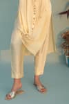 Buy_PRAHNAAYA_Yellow Kurta And Pant Satin Vegan Embellished Sequin Saba Stripe Set 