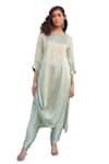 Buy_PRAHNAAYA_Green Satin Vegan Embellished Sequin Round Saba Kurta With Pant  _Online_at_Aza_Fashions