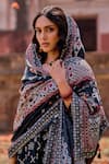 Shop_Saundh_Black Kurta Cotton Silk Printed Geometric Round Wafa Anarkali Set _at_Aza_Fashions