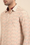 Buy_Mayank Modi - Men_Beige Muslin Printed Linear Arrow Shirt _Online_at_Aza_Fashions