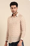 Shop_Mayank Modi - Men_Beige Muslin Printed Linear Arrow Shirt _Online_at_Aza_Fashions