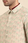 Buy_Mayank Modi - Men_Blue Muslin Printed Linear Arrow Layered Collar Shirt _Online_at_Aza_Fashions