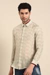 Shop_Mayank Modi - Men_Blue Muslin Printed Linear Arrow Layered Collar Shirt _Online_at_Aza_Fashions
