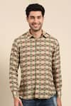 Mayank Modi - Men_Green Muslin Printed Geometric Floral Shirt _Online_at_Aza_Fashions