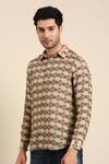 Shop_Mayank Modi - Men_Green Muslin Printed Geometric Floral Shirt _Online_at_Aza_Fashions