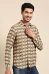 Mayank Modi - Men_Green Muslin Printed Geometric Floral Shirt _at_Aza_Fashions