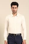 Mayank Modi - Men_Ivory Silk Slub Solid Front Button Placket Shirt _Online_at_Aza_Fashions