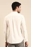 Shop_Mayank Modi - Men_White Malai Cotton Embroidered Thread Front Placket Shirt _at_Aza_Fashions