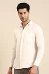 Shop_Mayank Modi - Men_White Malai Cotton Embroidered Thread Front Placket Shirt _Online_at_Aza_Fashions