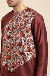 Shop_Mayank Modi - Men_Brown Silk Cotton Chanderi Printed Pomegranate Kurta With Pant _Online_at_Aza_Fashions