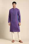 Buy_Mayank Modi - Men_Purple 100% Linen Embroidered Bead Placket Kurta With Pant _at_Aza_Fashions