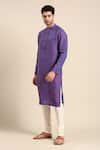 Shop_Mayank Modi - Men_Purple 100% Linen Embroidered Bead Placket Kurta With Pant _Online_at_Aza_Fashions