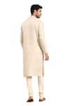 Shop_Mayank Modi - Men_Beige Linen Jacquard Embroidered Collar Kurta With Pant  