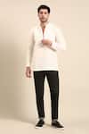 Buy_Mayank Modi - Men_White Malai Cotton Solid Cuff Sleeve Short Kurta _at_Aza_Fashions