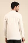 Shop_Mayank Modi - Men_White Malai Cotton Solid Cuff Sleeve Short Kurta _at_Aza_Fashions
