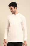 Shop_Mayank Modi - Men_White Malai Cotton Solid Cuff Sleeve Short Kurta _Online_at_Aza_Fashions