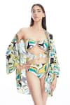 Buy_Kai Resortwear_Green Luxe Cotton Print Bloom Open Neck Cape  _at_Aza_Fashions