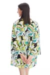 Shop_Kai Resortwear_Green Luxe Cotton Print Bloom Open Neck Cape  _at_Aza_Fashions