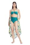 Buy_Kai Resortwear_Green Luxe Cotton Print Bloom Halter Neck Cape  _at_Aza_Fashions