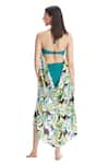 Shop_Kai Resortwear_Green Luxe Cotton Print Bloom Halter Neck Cape  _at_Aza_Fashions