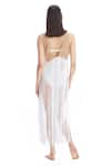 Shop_Kai Resortwear_White Luxe Cotton Placement Embellished Gold Beads Open Zanzibar Cape  _at_Aza_Fashions