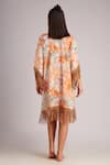 Shop_Kai Resortwear_Orange Luxe Crepe Print Autumn Open Neck Cape  _at_Aza_Fashions