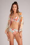 Buy_Kai Resortwear_Orange Luxe Crepe Printed Floral Open Autumn Embellished Cape  _at_Aza_Fashions