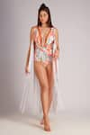 Buy_Kai Resortwear_Orange Luxe Crepe Printed Floral Open Autumn Tassel Cover Up  _at_Aza_Fashions