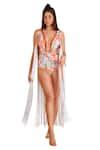 Buy_Kai Resortwear_Orange Luxe Crepe Printed Floral Open Autumn Tassel Cover Up  _Online_at_Aza_Fashions