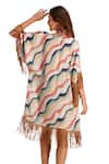 Buy_Kai Resortwear_White Luxe Crepe Printed Stripe Open Nautica Fringe Cape  _Online_at_Aza_Fashions