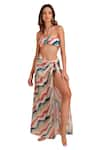 Kai Resortwear_White Luxe Crepe Printed Stripe Nautica Wave Sarong  _Online_at_Aza_Fashions