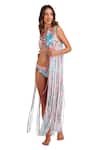 Buy_Kai Resortwear_Blue Luxe Crepe Printed Tropical Lush Fringe Tassel Embellished Cape  _Online_at_Aza_Fashions