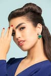 Buy_MODARTA_Green Stone Trendy Heart Shaped Earrings_at_Aza_Fashions