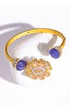 Shop_MODARTA_Gold Plated Stone Swarovski And Embellished Bracelet_at_Aza_Fashions