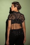 Shop_MODARTA_Black Stones Embellished Bead Mandarin Collar Cape _at_Aza_Fashions