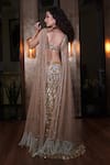 Shop_Mehul Gupta_Gold Net And Lycra Hand Embroidery Sequins Trellis Fish Cut Lehenga With Blouse _at_Aza_Fashions