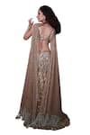 Shop_Mehul Gupta_Gold Net And Lycra Hand Embroidery Sequins Trellis Fish Cut Lehenga With Blouse _Online_at_Aza_Fashions