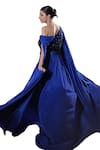 Buy_Mehul Gupta_Blue Net And Satin Silk Hand Embroidery Reflecting Stones Sequin Trail Gown 