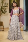 Buy_Mehul Gupta_Purple Lace Hand Embroidery Abstract Sweetheart Neck Lehenga Cape Set _at_Aza_Fashions