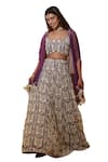 Buy_Mehul Gupta_Purple Lace Hand Embroidery Abstract Sweetheart Neck Lehenga Cape Set _Online_at_Aza_Fashions