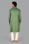 Shop_Gaurav Katta_Green Hand Banarasi Silk Floral Jaal Kurta With Pant _at_Aza_Fashions